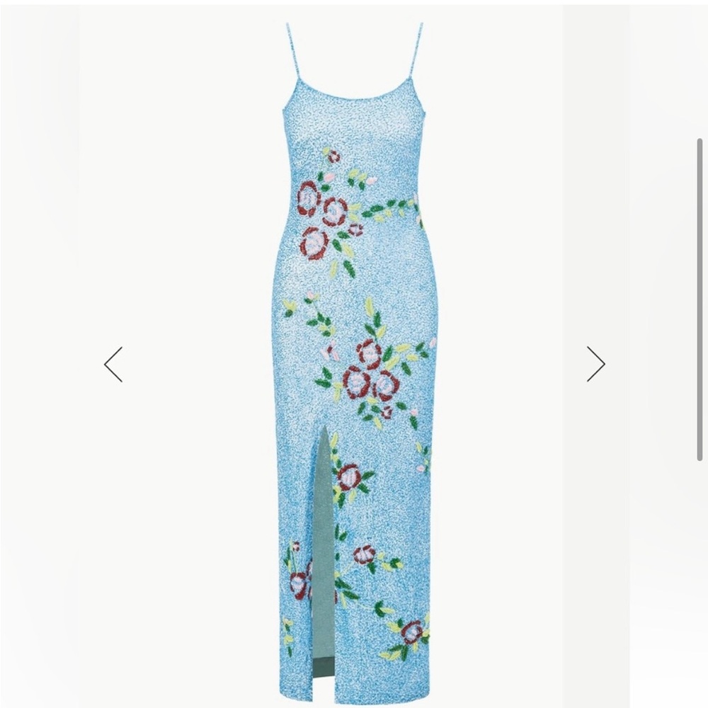 STAUD Koi Beaded Dress- Diamond Rose